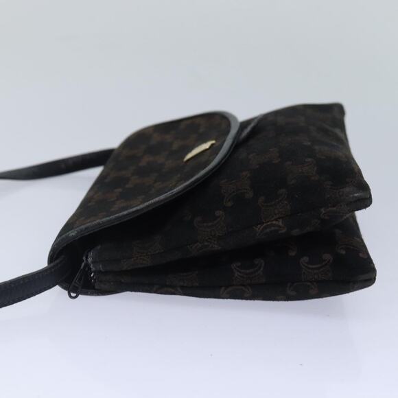 CELINE Macadam Canvas Shoulder Bag Gold Black - Picture 4 of 13